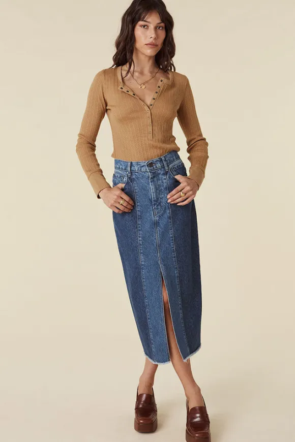 Daisy Patchwork Denim Skirt