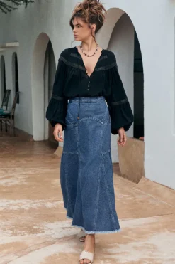 Muse Denim Maxi Skirt
